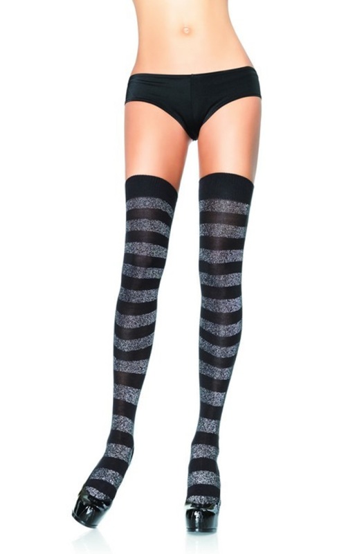 LA6312 Leg Avenue Striped Opaque Thigh Highs